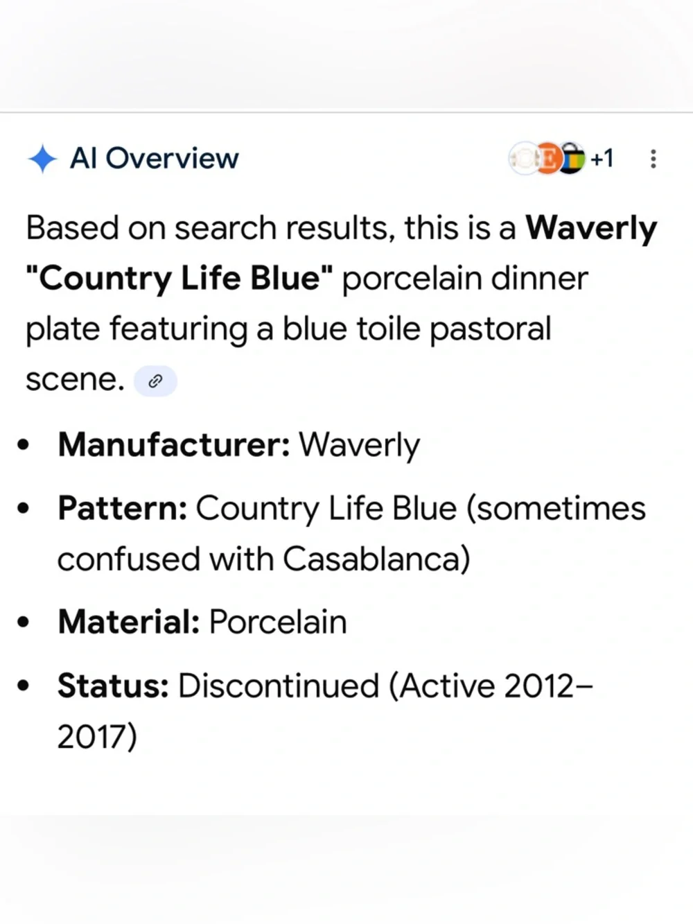 Waverly Country Life Blue Toile 10 Porcelain Dinner Plate